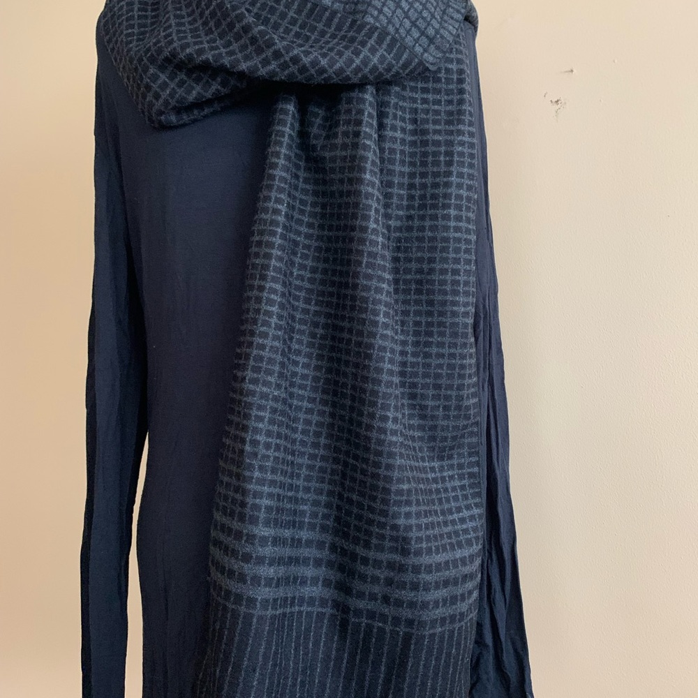 PRONTO UOMO Mens black and gray 80% viscose so soft plaid fringe scarf β¦ - Picture 2 of 7